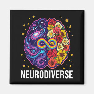 Neurodiverser Gehirn Bunter Raum Florale Autismus Magnet