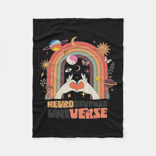 Neurodiverser Universe Celestial Retro Autismus Aw Fleecedecke (Vorderseite)