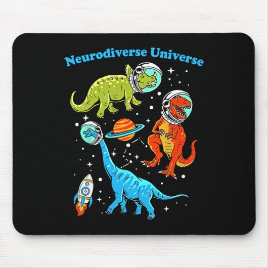Neurodiverser Universum Dinosaurier Weltraum Adhd Mousepad (Vorne)
