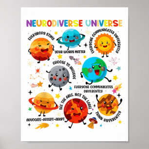 Neurodiverser Weltraum-Planet - Sondererziehung Poster