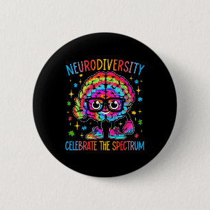 Neurodiversität Gehirn Autismus-Bewusstsein Asd Ad Button