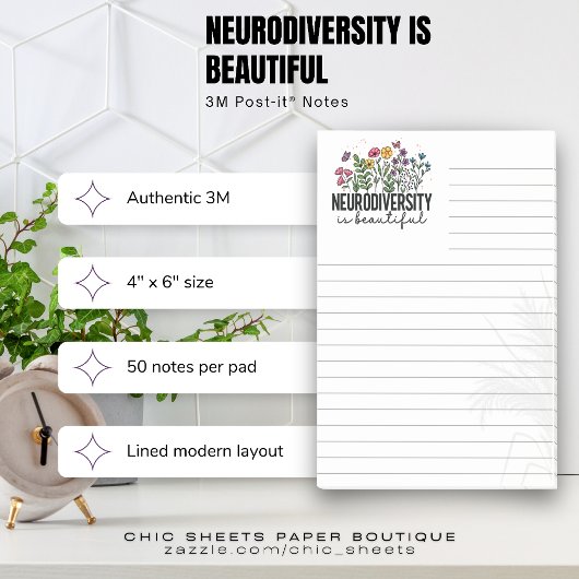 Neurodiversität ist Schön Lined 3M Post-it® Notiz