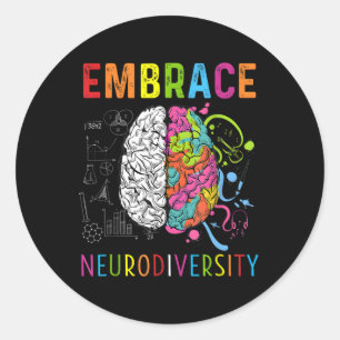 Neurodiversität umarmen Gehirn umarmt Adhs Autismu Runder Aufkleber
