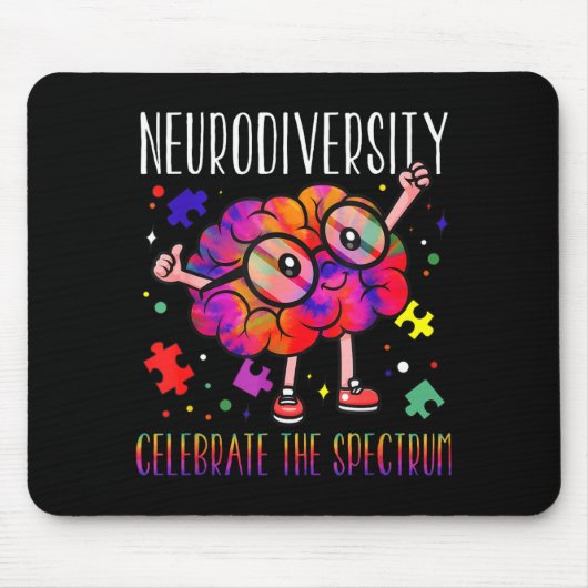 Neurodiversitäts-Gehirn ASD ADHS Autismus-Bewussts Mousepad (Vorne)