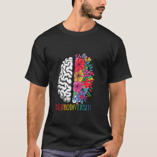 Neurodiversitäts-Gehirn-Blumen Autismus-Bewusstsei T-Shirt