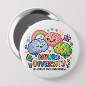 Neurodiversitäts-Lustiger Pin-Button Button (Vorne & Hinten)
