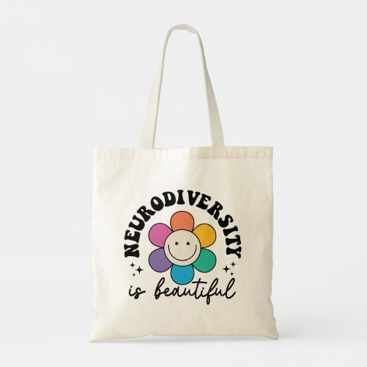 "Neurodiversity is Beautiful" Retro Flower Tragetasche (Rückseite)