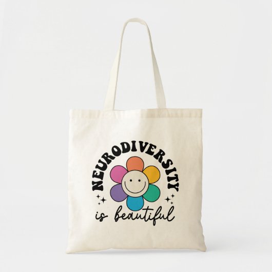 "Neurodiversity is Beautiful" Retro Flower Tragetasche (Vorne)
