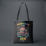 Neurodiversity Is My Jam Tasche<br><div class="desc">A vibrant illustration of a cool DJ brain wearing rainbow headphones and mixing vinyl,  celebrating neurodiversity,  creativity,  and the unique rhythm of different minds.</div>