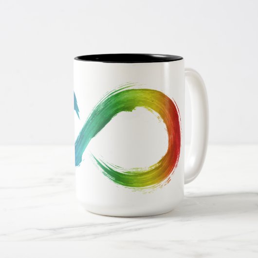 Neurodiversity Regenbogen-Tasse Zweifarbige Tasse (VorderseiteRechts)