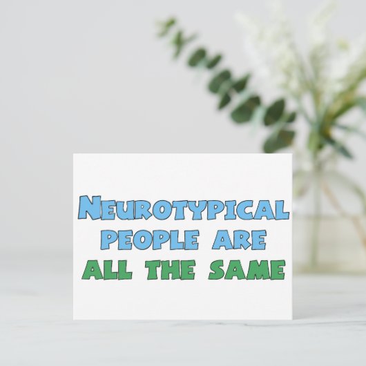 Neurodiversity-Spaß Funny Aspie Autism Joke Postkarte (Stehend Vorderseite)