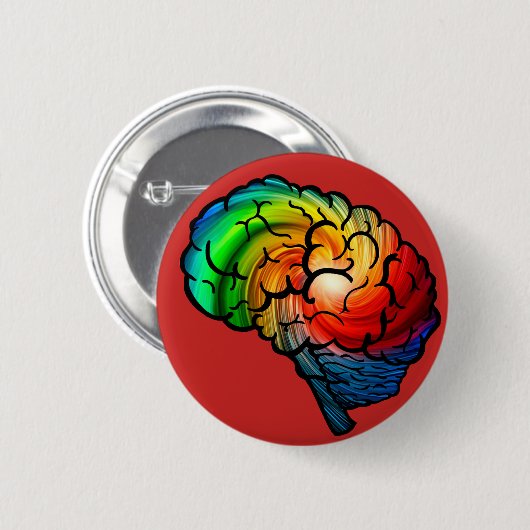Neurodiversity Stolz-Regenbogen-Gehirn-Knopf Button (Vorne & Hinten)