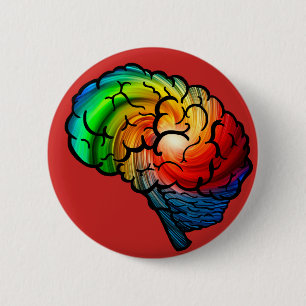 Neurodiversity Stolz-Regenbogen-Gehirn-Knopf Button