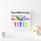 Neurodiversity Welcome to the Evolution Quadratische Wanduhr (Zuhause)