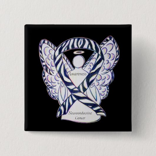 Neuroendokrine Krebsbewusstsein Ribbon Angel Butto Button (Vorderseite)