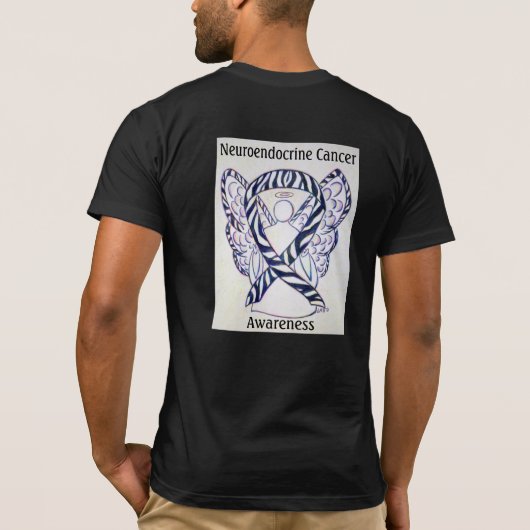 Neuroendokrine Krebsbewusstsein Ribbon Angel T-Shi T-Shirt (Rückseite)