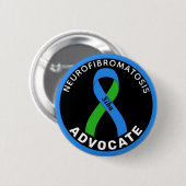 Neurofibromatose Advocatus Ribbon Black Button (Vorne & Hinten)