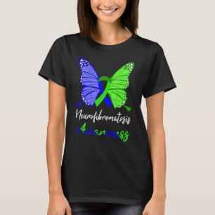 Neurofibromatose Awareness Butterfly Blue & Green T-Shirt