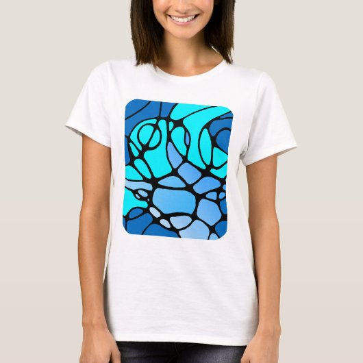Neurografik blau modernes abstraktes Design T-Shirt (Vorderseite)