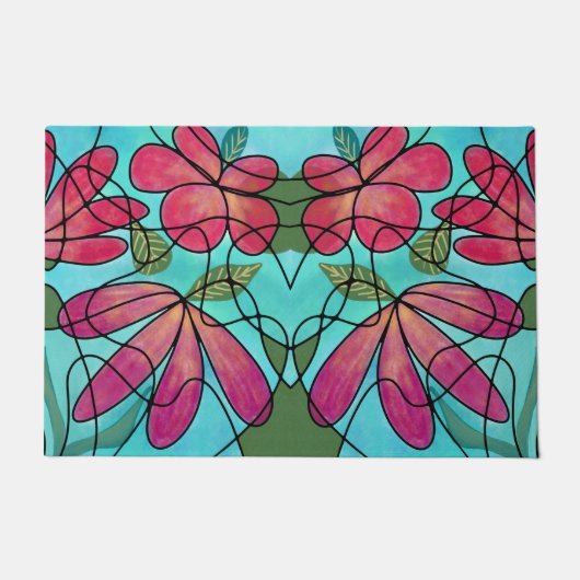 NEUROGRAFISCHE FRÜHSTÜCKSBLUMEN WASSERFARBEN FUßMATTE (Vorderseite)