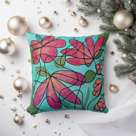 NEUROGRAFISCHE FRÜHSTÜCKSBLUMEN WASSERFARBEN KISSEN