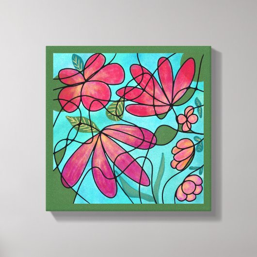 NEUROGRAFISCHE FRÜHSTÜCKSBLUMEN WASSERFARBEN LEINWANDDRUCK (Vorderseite)