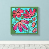 NEUROGRAFISCHE FRÜHSTÜCKSBLUMEN WASSERFARBEN LEINWANDDRUCK (Insitu (Holzboden))