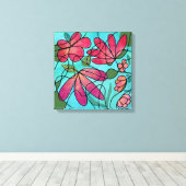 NEUROGRAFISCHE FRÜHSTÜCKSBLUMEN WASSERFARBEN LEINWANDDRUCK (Insitu (Holzboden))