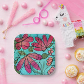 NEUROGRAFISCHE FRÜHSTÜCKSBLUMEN WASSERFARBEN PAPPTELLER (Party)