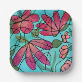 NEUROGRAFISCHE FRÜHSTÜCKSBLUMEN WASSERFARBEN PAPPTELLER (Vorderseite)