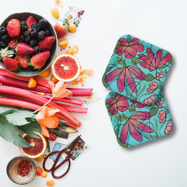 NEUROGRAFISCHE FRÜHSTÜCKSBLUMEN WASSERFARBEN PAPPTELLER