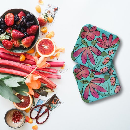 NEUROGRAFISCHE FRÜHSTÜCKSBLUMEN WASSERFARBEN PAPPTELLER