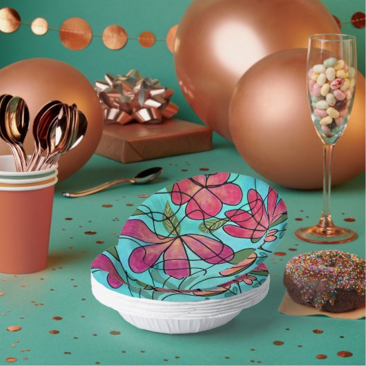 NEUROGRAFISCHE FRÜHSTÜCKSBLUMEN WASSERFARBEN PAPPTELLER (Multi)