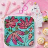 NEUROGRAFISCHE FRÜHSTÜCKSBLUMEN WASSERFARBEN PAPPTELLER (Party)