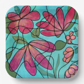 NEUROGRAFISCHE FRÜHSTÜCKSBLUMEN WASSERFARBEN PAPPTELLER (Vorderseite)