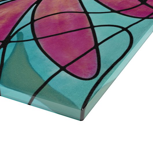 NEUROGRAFISCHE FRÜHSTÜCKSBLUMEN WASSERFARBEN SCHNEIDEBRETT (Ecke)