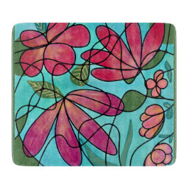 NEUROGRAFISCHE FRÜHSTÜCKSBLUMEN WASSERFARBEN SCHNEIDEBRETT