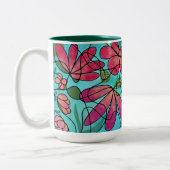 NEUROGRAFISCHE FRÜHSTÜCKSBLUMEN WASSERFARBEN ZWEIFARBIGE TASSE (Links)