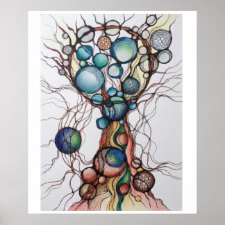 Neurografischer Baum des Lebens Abstrakter Mattpos Poster