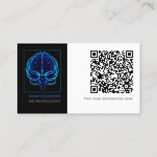 Neurologe Blue Brains Medical QR CODE Business C Visitenkarte (Vorderseite)