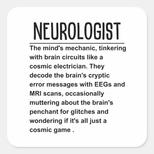 Neurologe Quadratischer Aufkleber (Vorderseite)