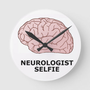 Neurologe Selfie Clock Funny Doctor Gift Runde Wanduhr
