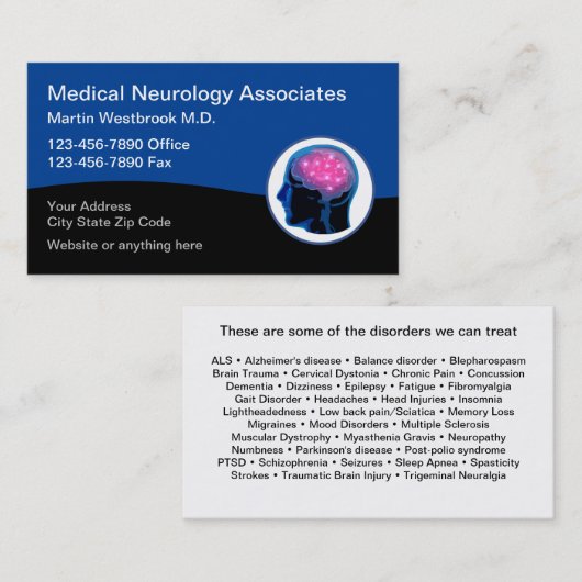 Neurologie Neurologist Business Cards Visitenkarte (Vorne/Hinten)