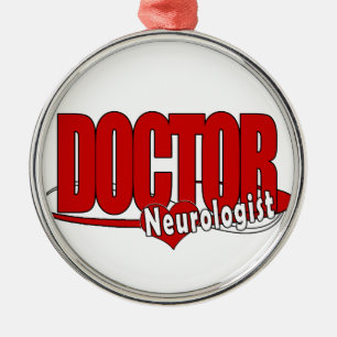 NEUROLOGIST LOGO BIG RED DOCTOR SILBERNES ORNAMENT