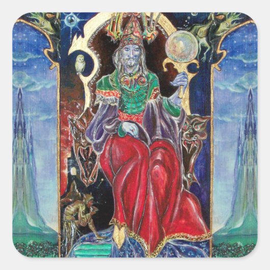 NEUROMANCER, blau rot Quadratischer Aufkleber (Vorderseite)