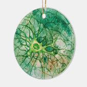 Neuron - Aquarell-Grün Keramik Ornament (Links)