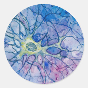 Neuron Watercolor Runder Aufkleber