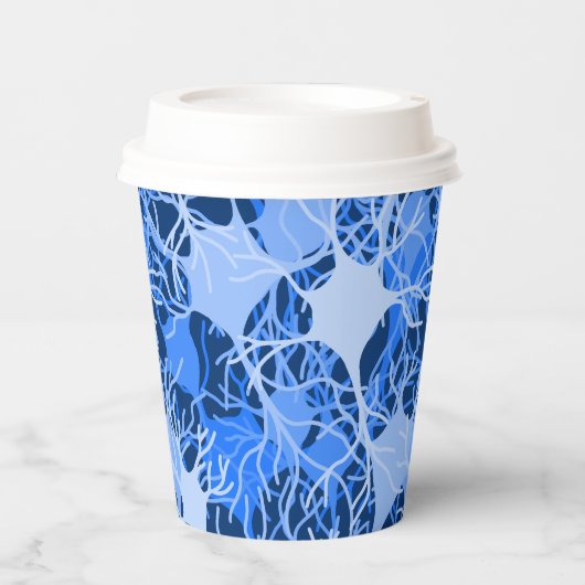 Neuronales Netzwerk Blaue Neuronen Papiertasse Pappbecher (Vorderseite)