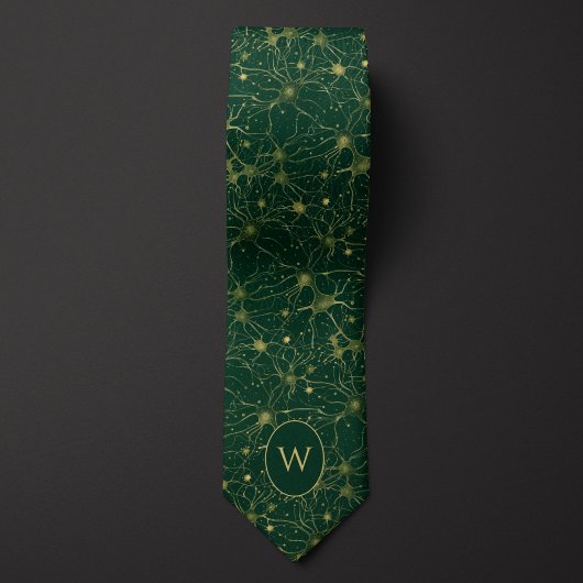 Neuronales Netzwerk-Muster für Grün und Gold Krawatte