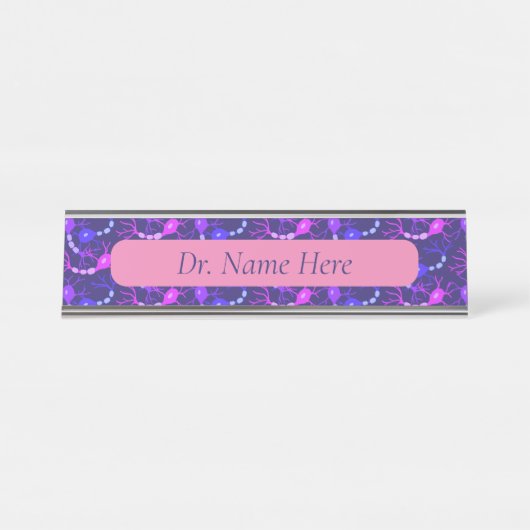 Neuronen-Neon-Lila Schreibtischnamensplakette (Vorderseite )